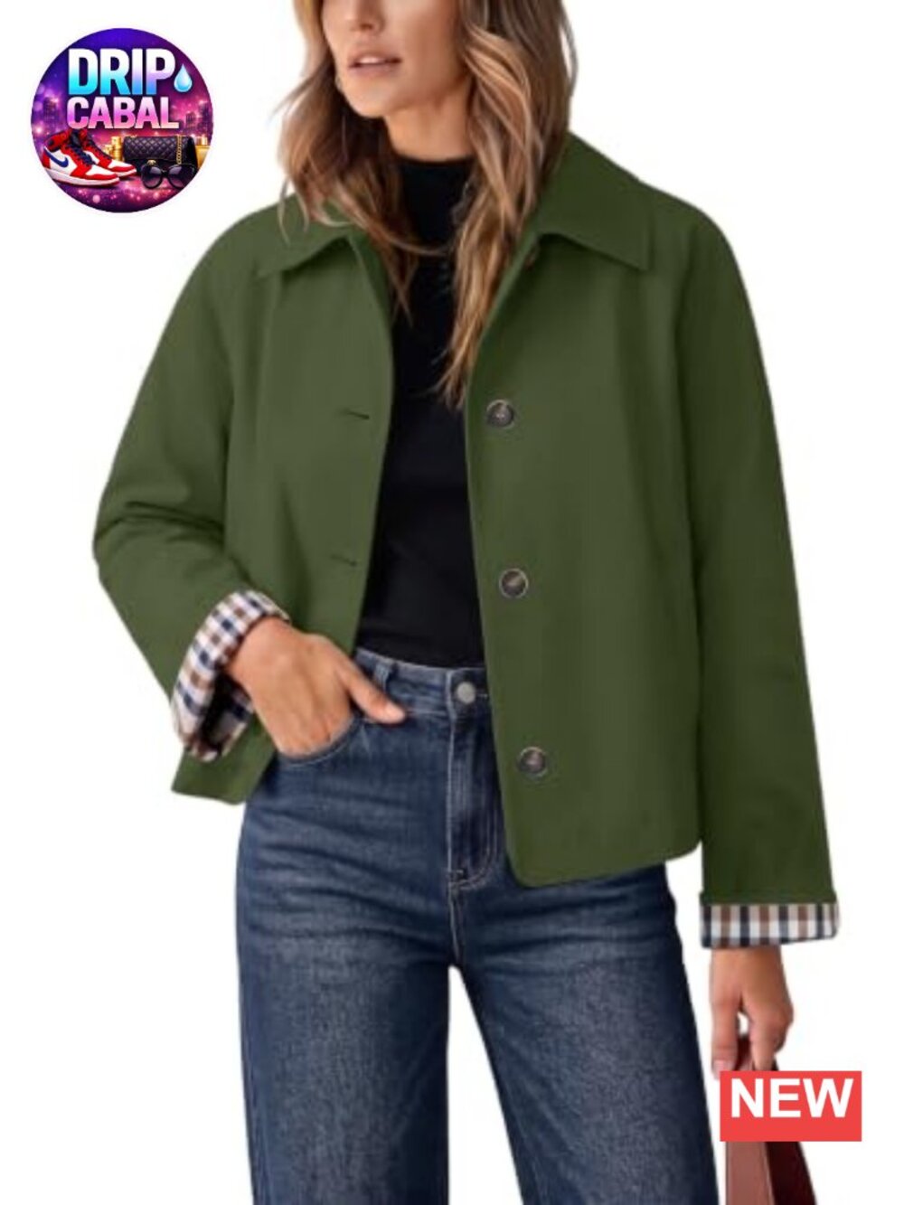 Women's Cropped Trench Coat Oversized Lightweight Button Front Casual Jacket